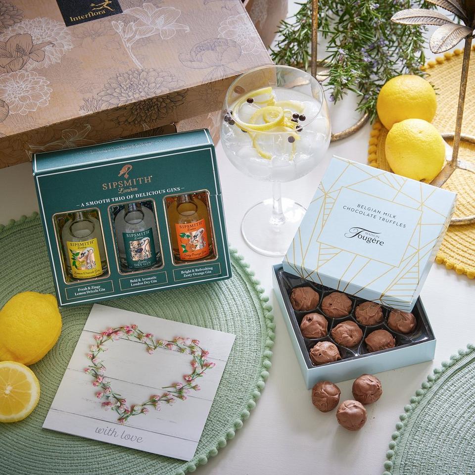 Image 3 of 3 of Gin Trio, Chocolate Truffles & Card Gift Set 