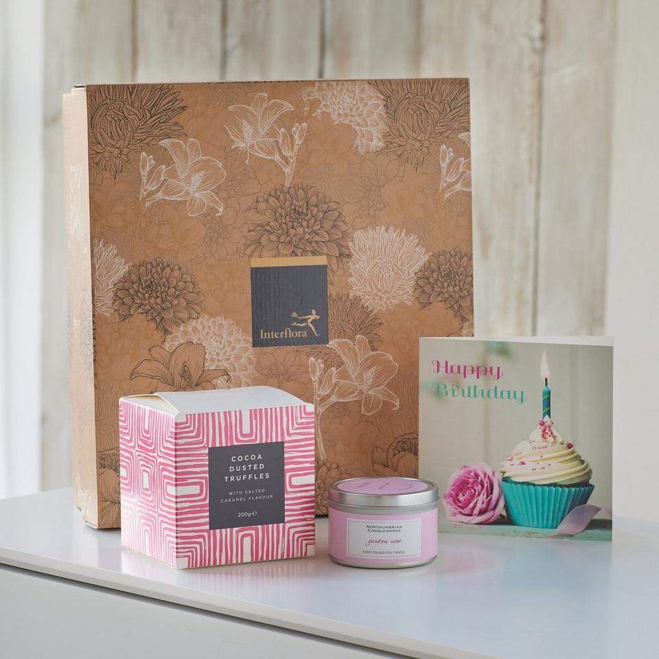 Salted Caramel Flavour Truffles, Birthday Card & Candle Gift Set