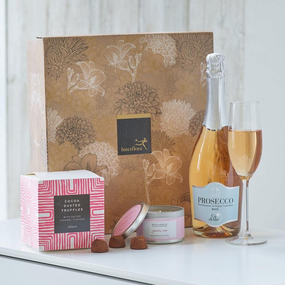 Prosecco Rosé, Salted Caramel Truffles & Candle Gift Set 