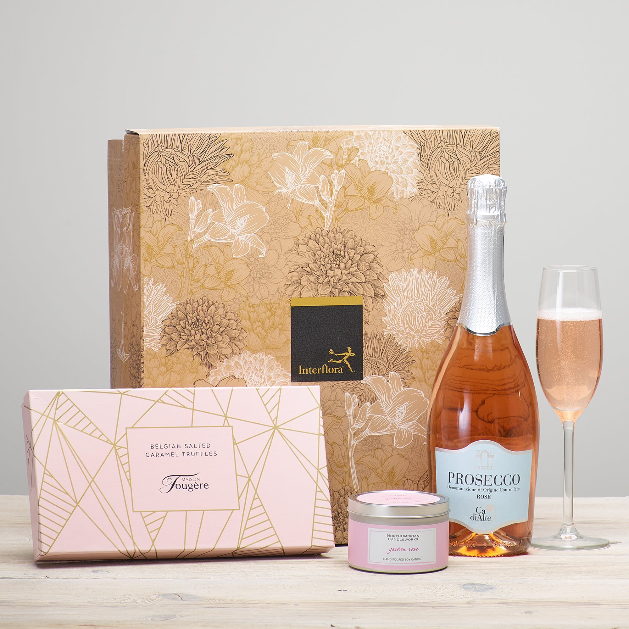 Prosecco Rosé, Salted Caramel Truffles & Candle Gift Set image