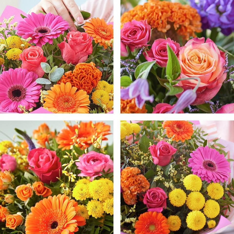 Image 2 of 4 of Brights Happy Birthday Bouquet with chocolates and card