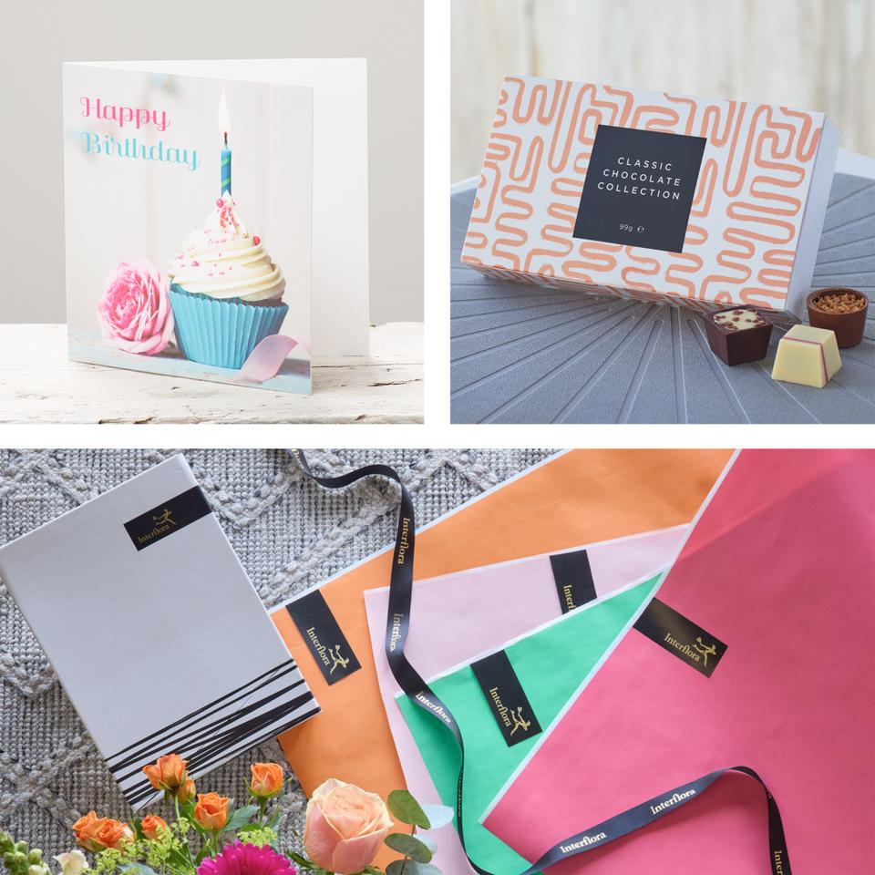 Image 4 of 4 of Brights Happy Birthday Bouquet with chocolates and card