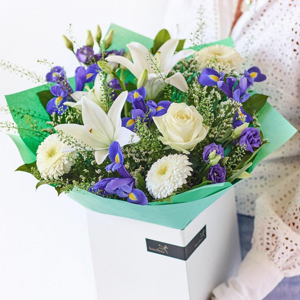 Brilliant Blue and White Bouquet