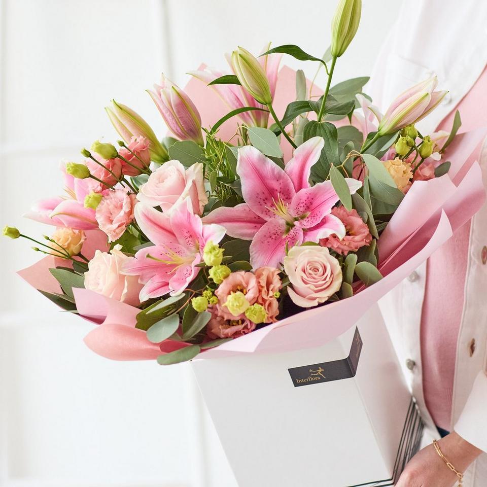 Pretty Pink Rose and Lily Bouquet