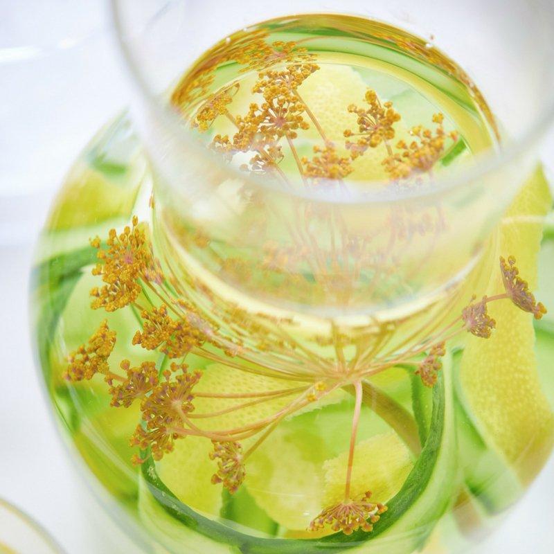 Cucumber-lemon-and-fennel-flower-gin-cocktail-close-up