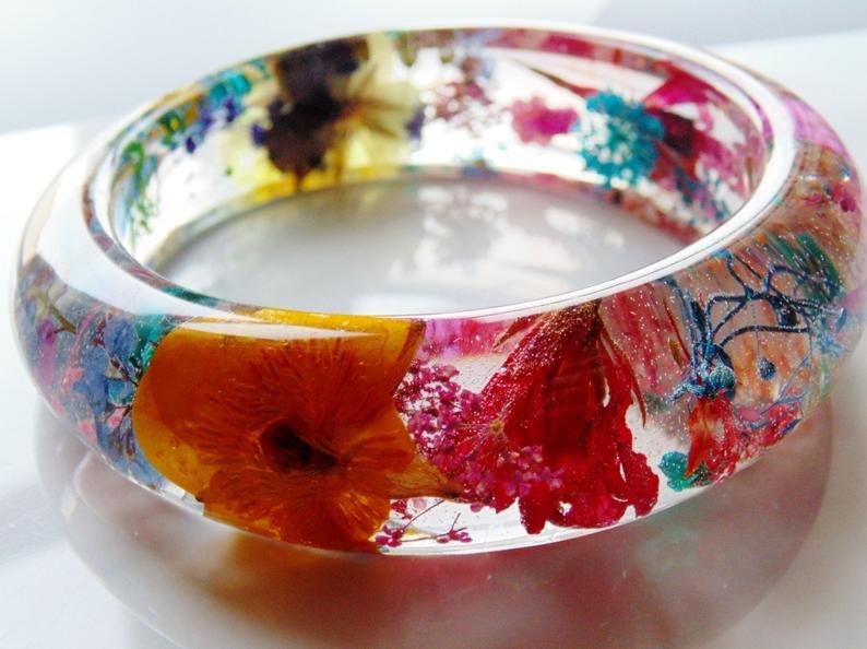 Etsy-Flower-Resin-Bangle