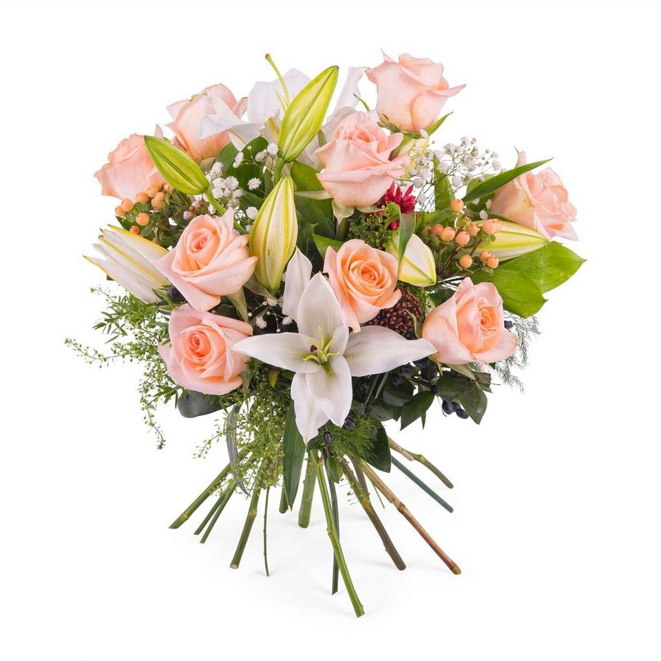 Image 1 of 1 of Arrangement of Roses and Lilies