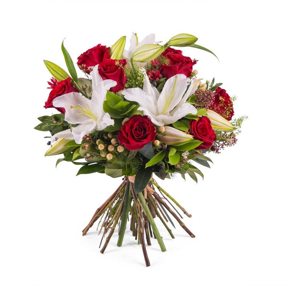 Image 1 of 1 of Arrangement of Roses with Lilies