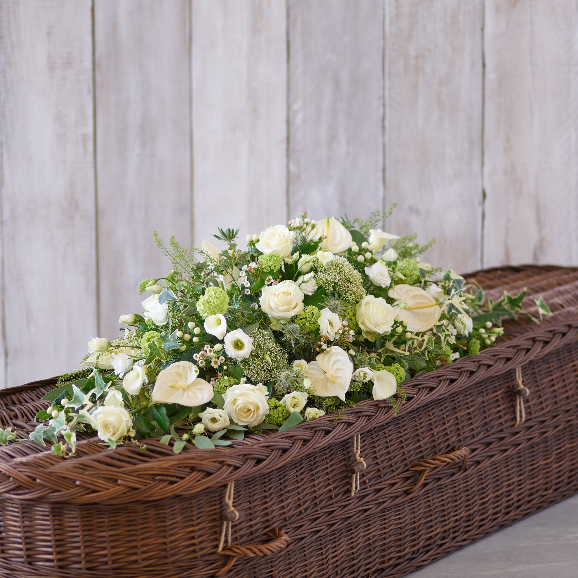 White and Green Casket Spray image