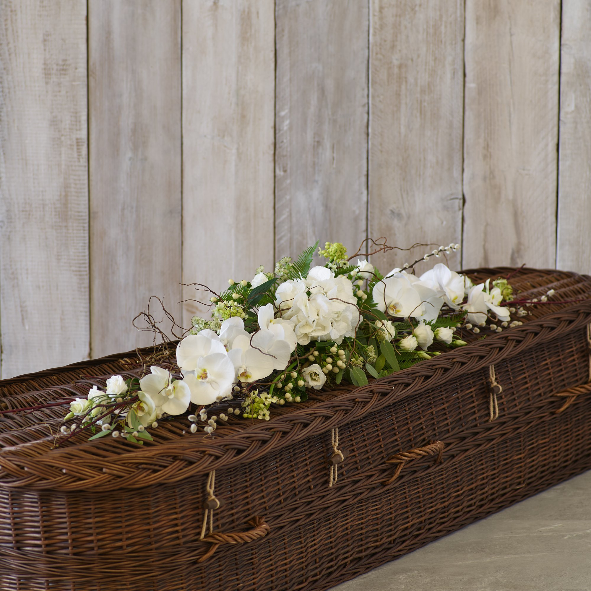 White and Green Eco-friendly Casket Tribute image