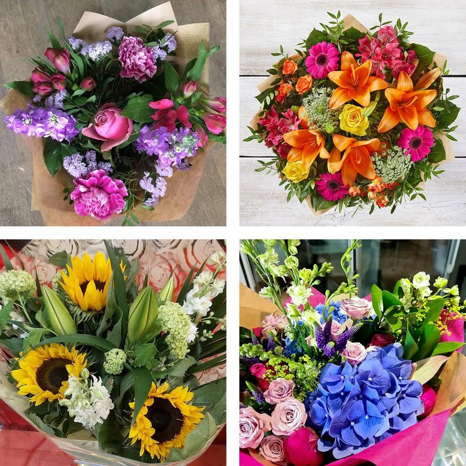 Image 2 of 5 of Brights hand-tied bouquet made with the finest flowers
