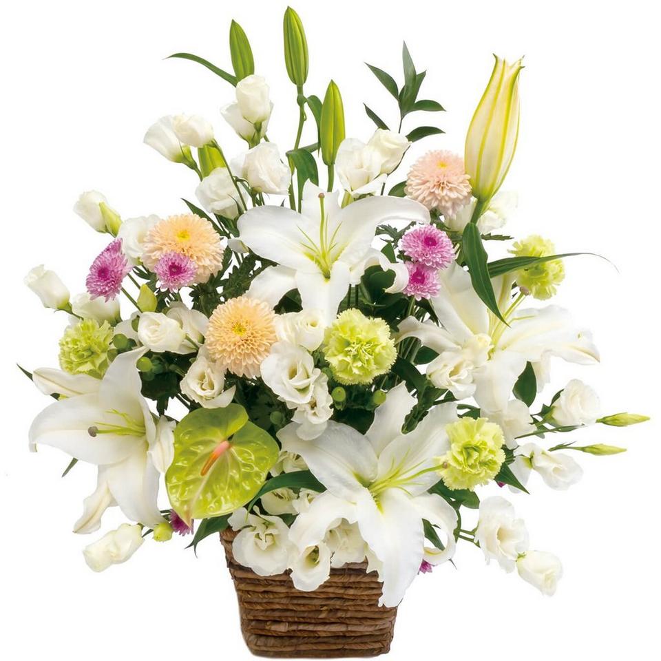 Image 1 of 1 of Large sympathy arrangement in white with some pastel colors