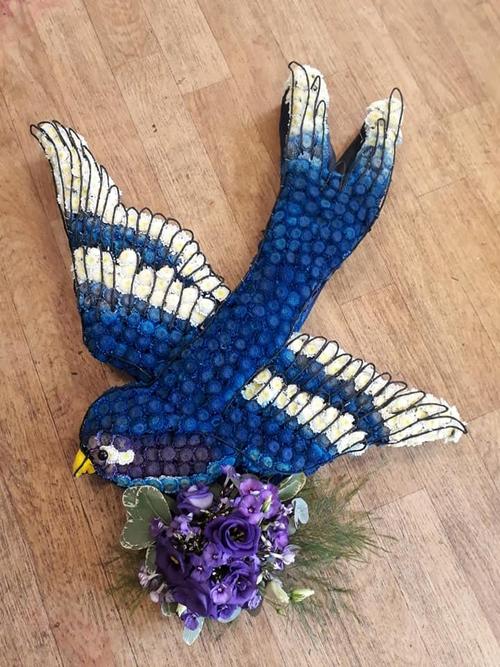 Laura Evison-blue-bird-funeral-tribute-bespoke