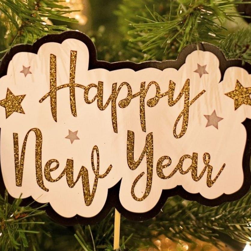New-year-engraved-wooden-sign