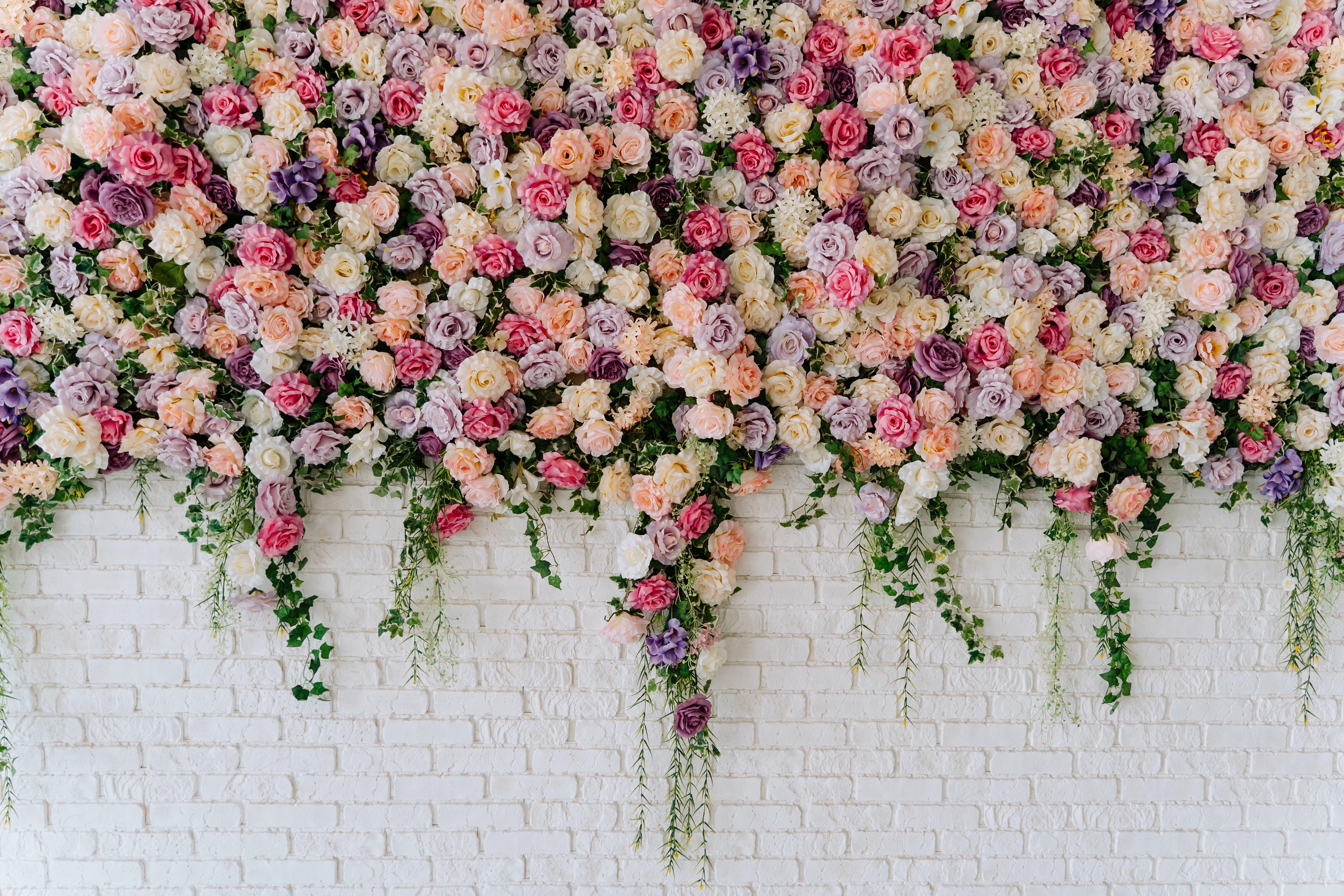 Pink-purple-and-peach-flower-wall