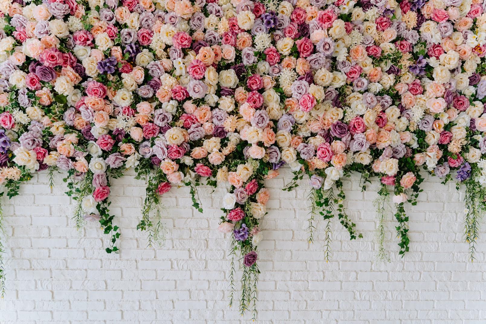 Pink-purple-and-peach-flower-wall