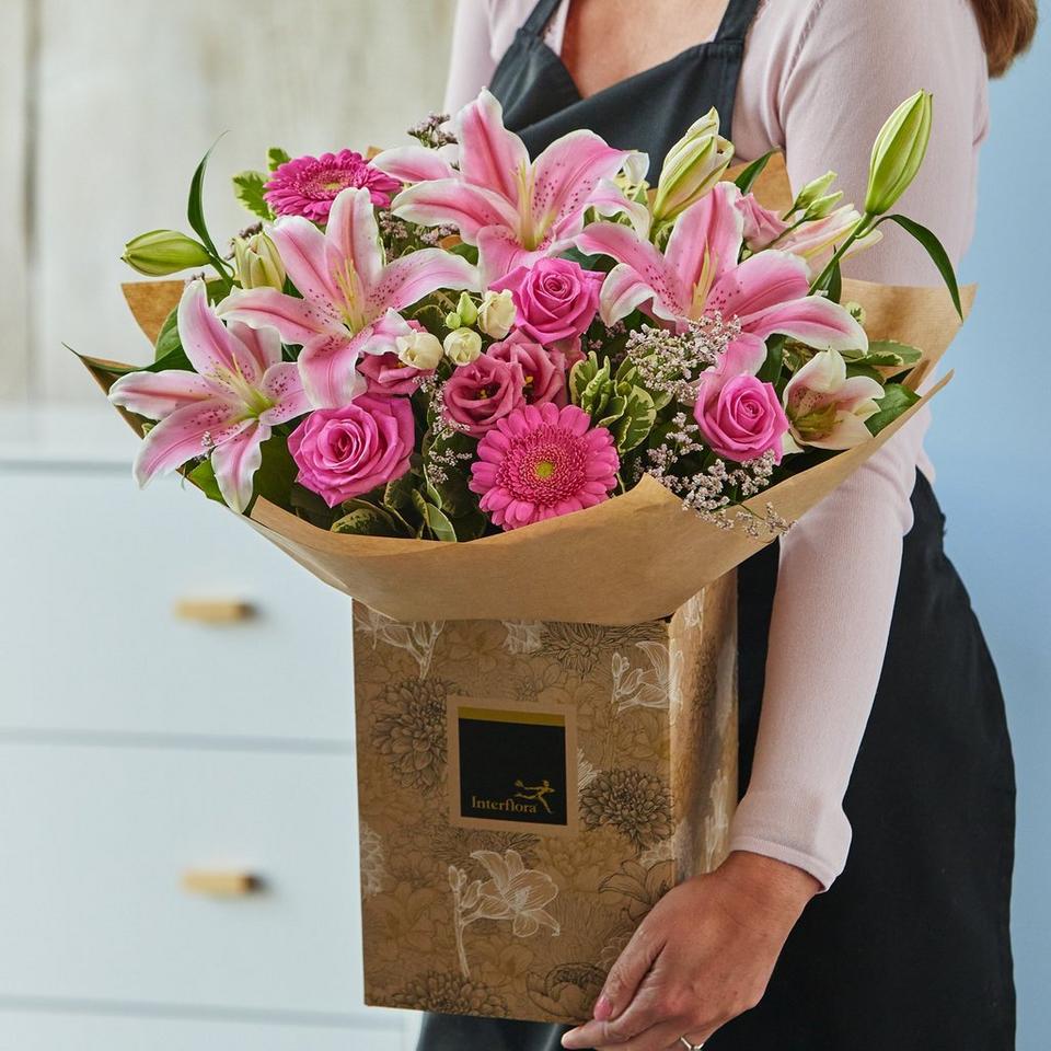 Pretty Pink Rose and Lily Bouquet | Interflora | Interflora