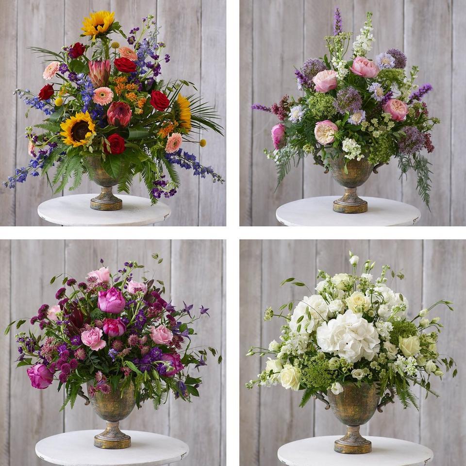 Service arrangement tribute made with the finest flowers