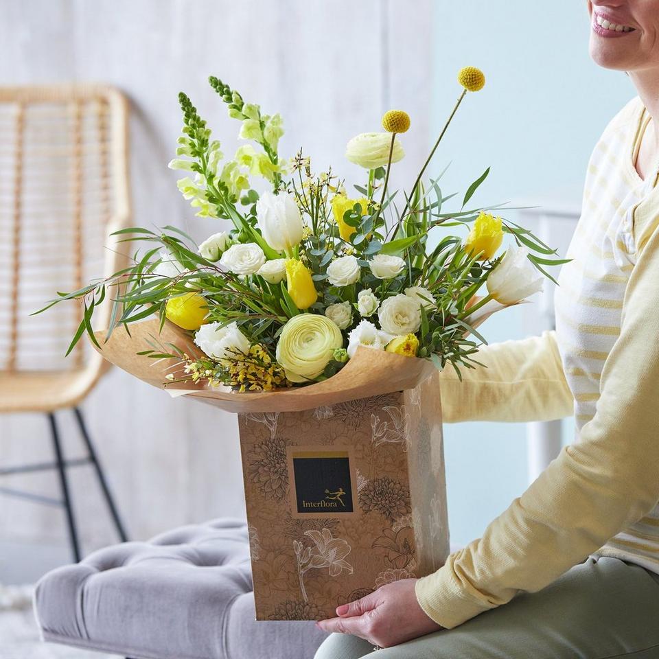 Yellow & White Birthday Tulip Bouquet