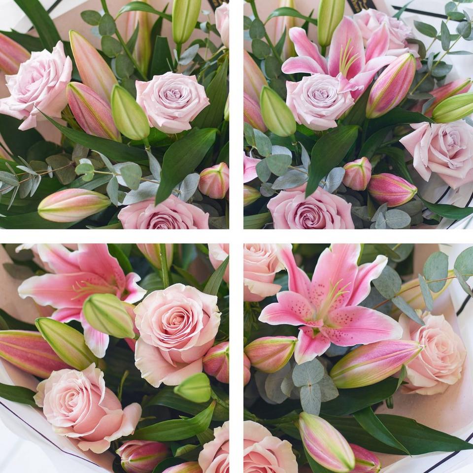 Image 2 of 6 of Pink Rose and Lily Bouquet
