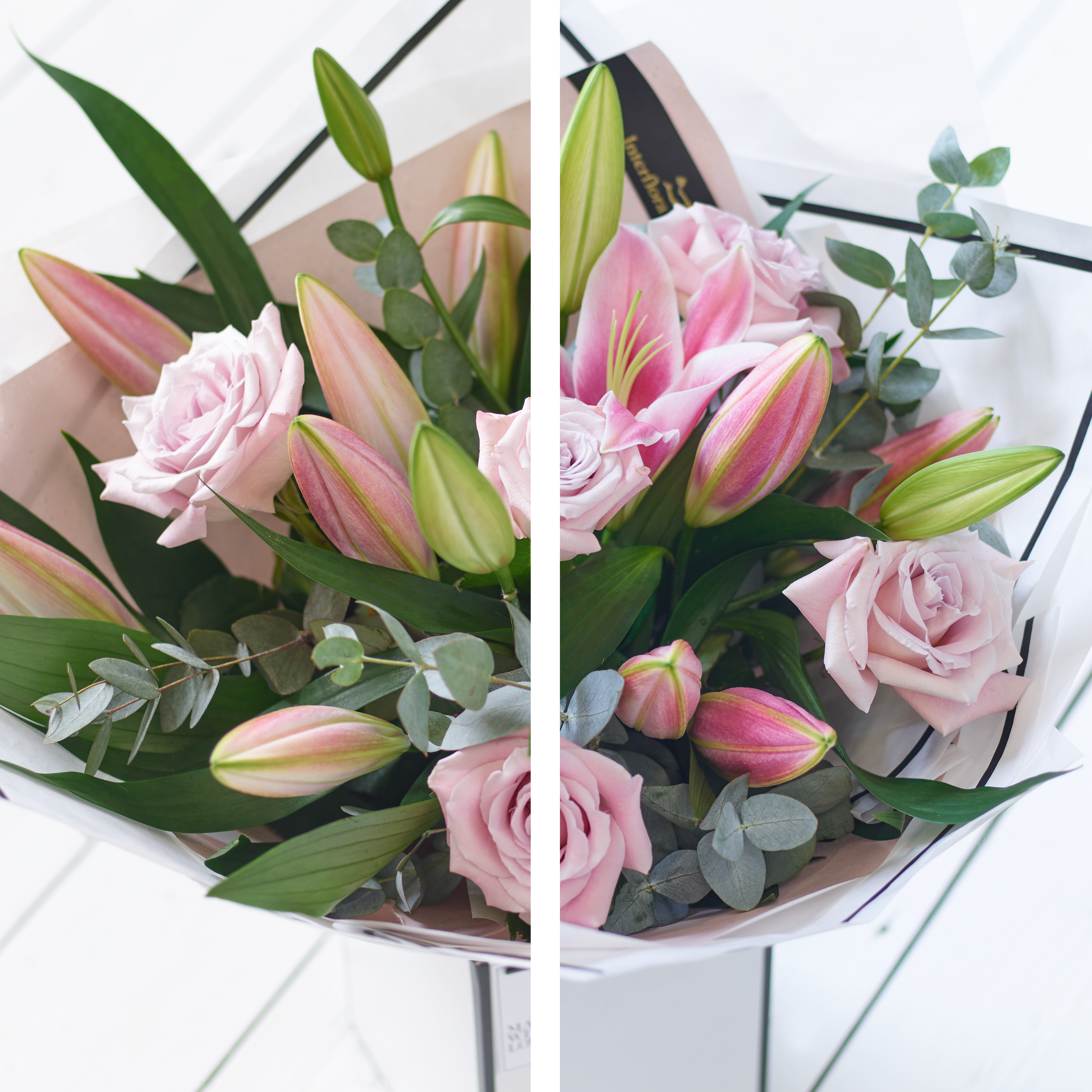Image 3 of 6 of Pink Rose and Lily Bouquet