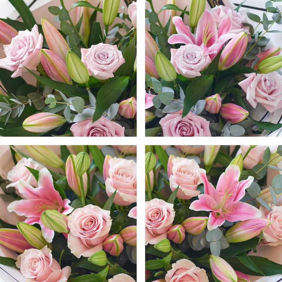 Image 2 of 5 of Luxury Pink Rose and Lily Bouquet