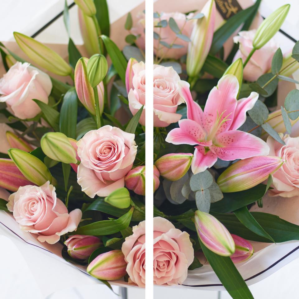 Image 3 of 6 of Luxury Pink Rose and Lily Bouquet