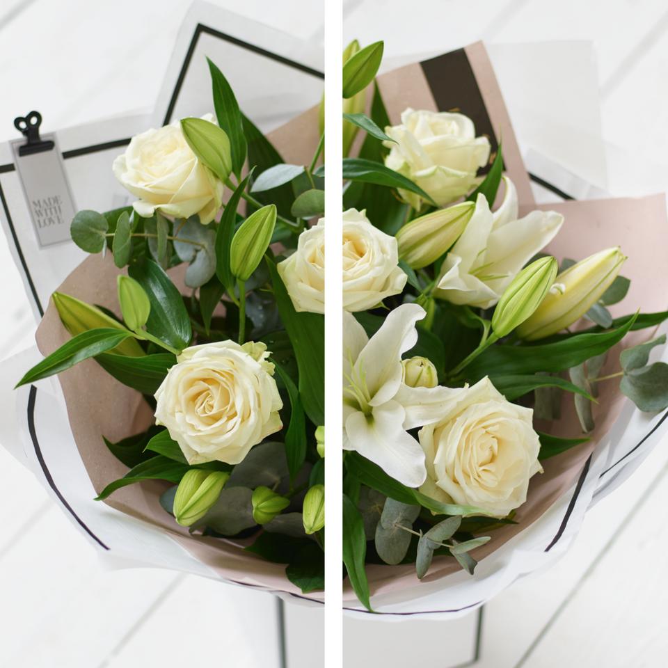 Image 3 of 6 of White Rose and Lily Bouquet