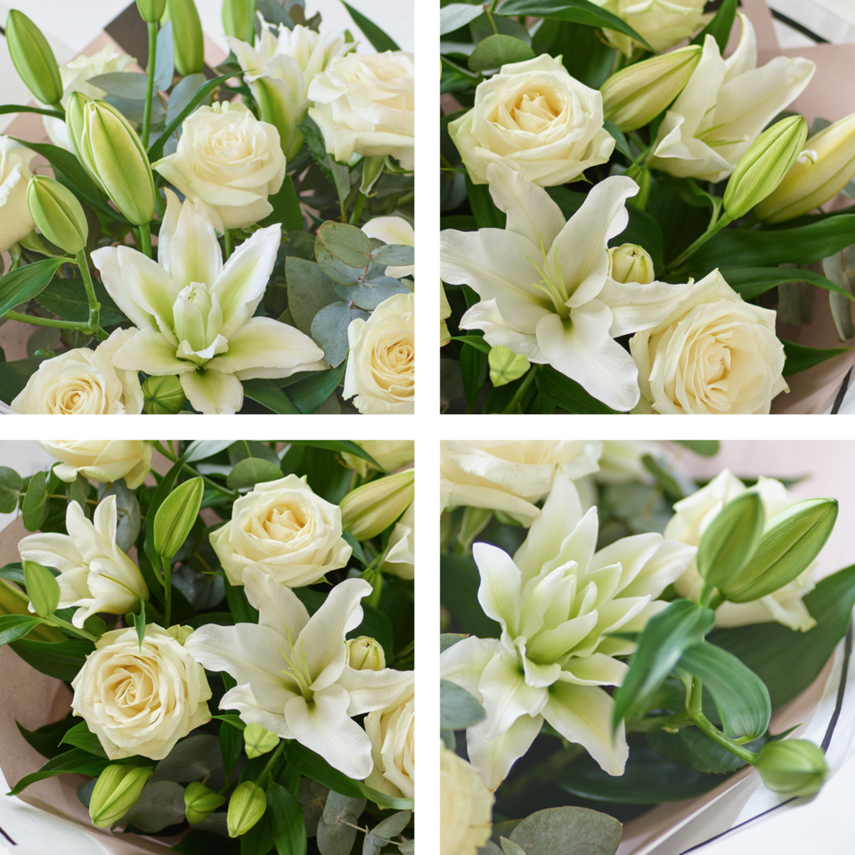 Image 2 of 6 of Beautifully Simple Luxury White Rose and Lily Bouquet