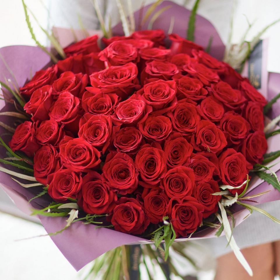 Image 1 of 5 of Dazzling 50 Red Rose Bouquet