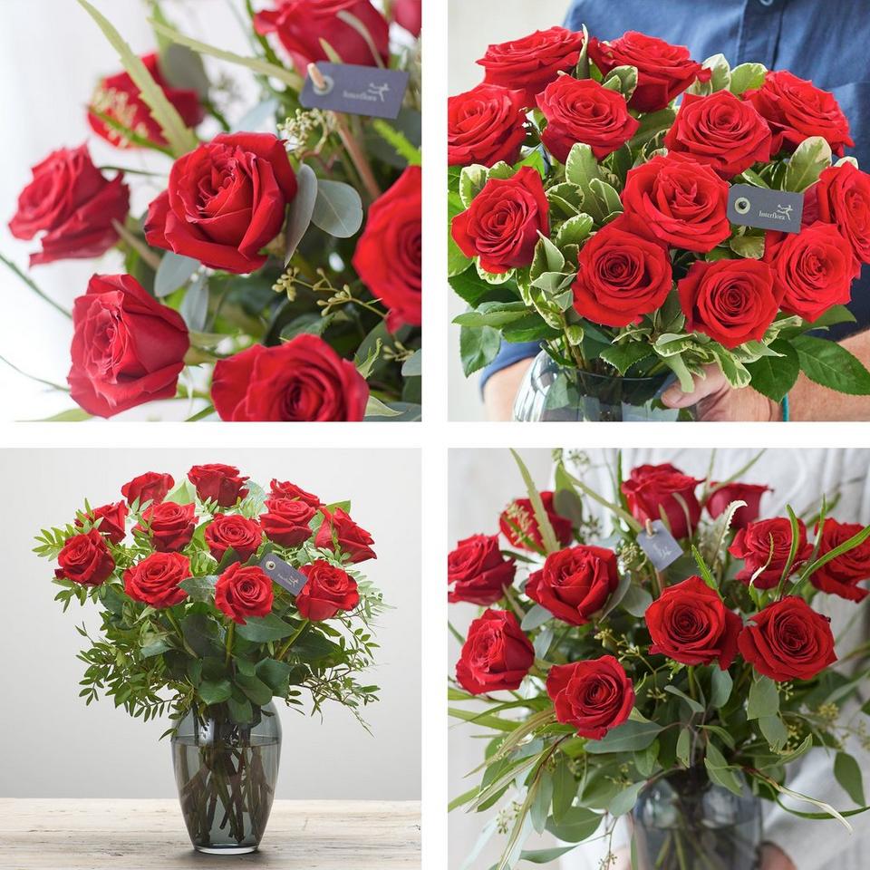 Image 2 of 5 of Luxury Dozen Large-headed Red Roses with a vase