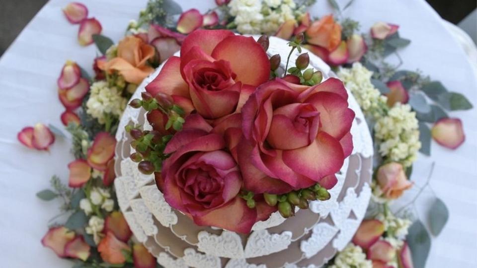 Wedding Cake with edible flowers
