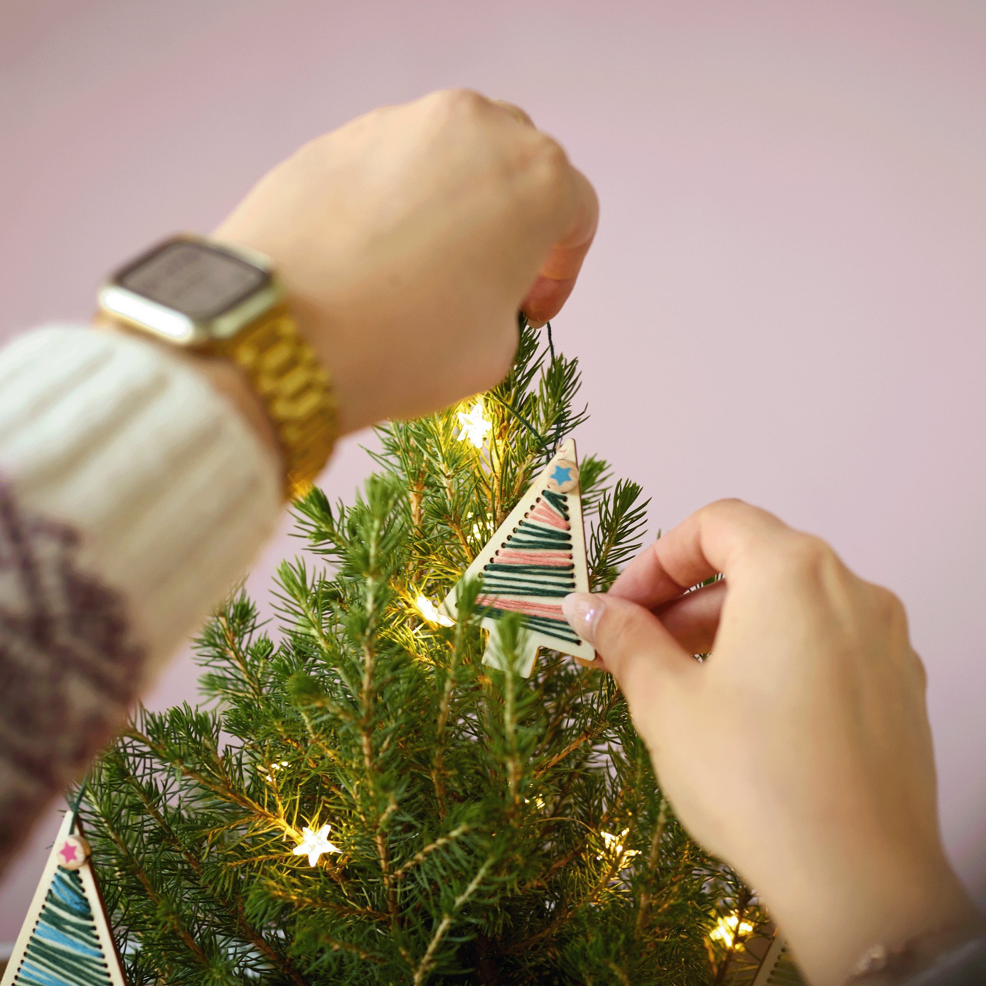 Decorate with twinkling lights & your handmade decorations