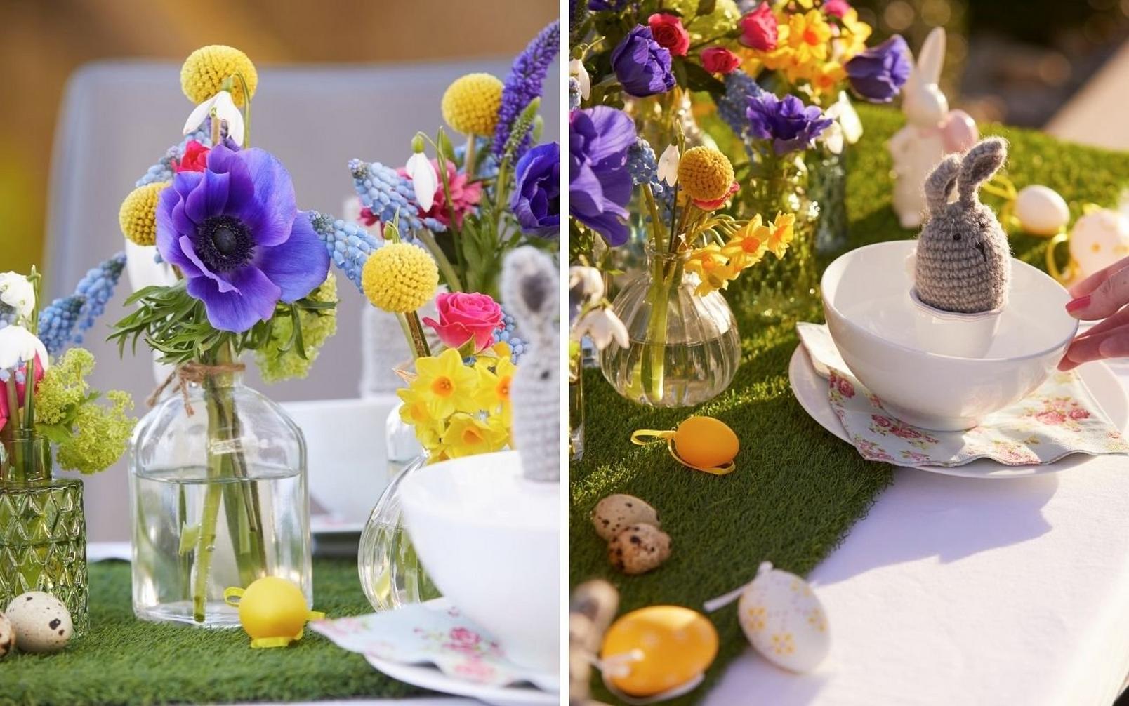easter-table-decorations-purple-yellow-pink