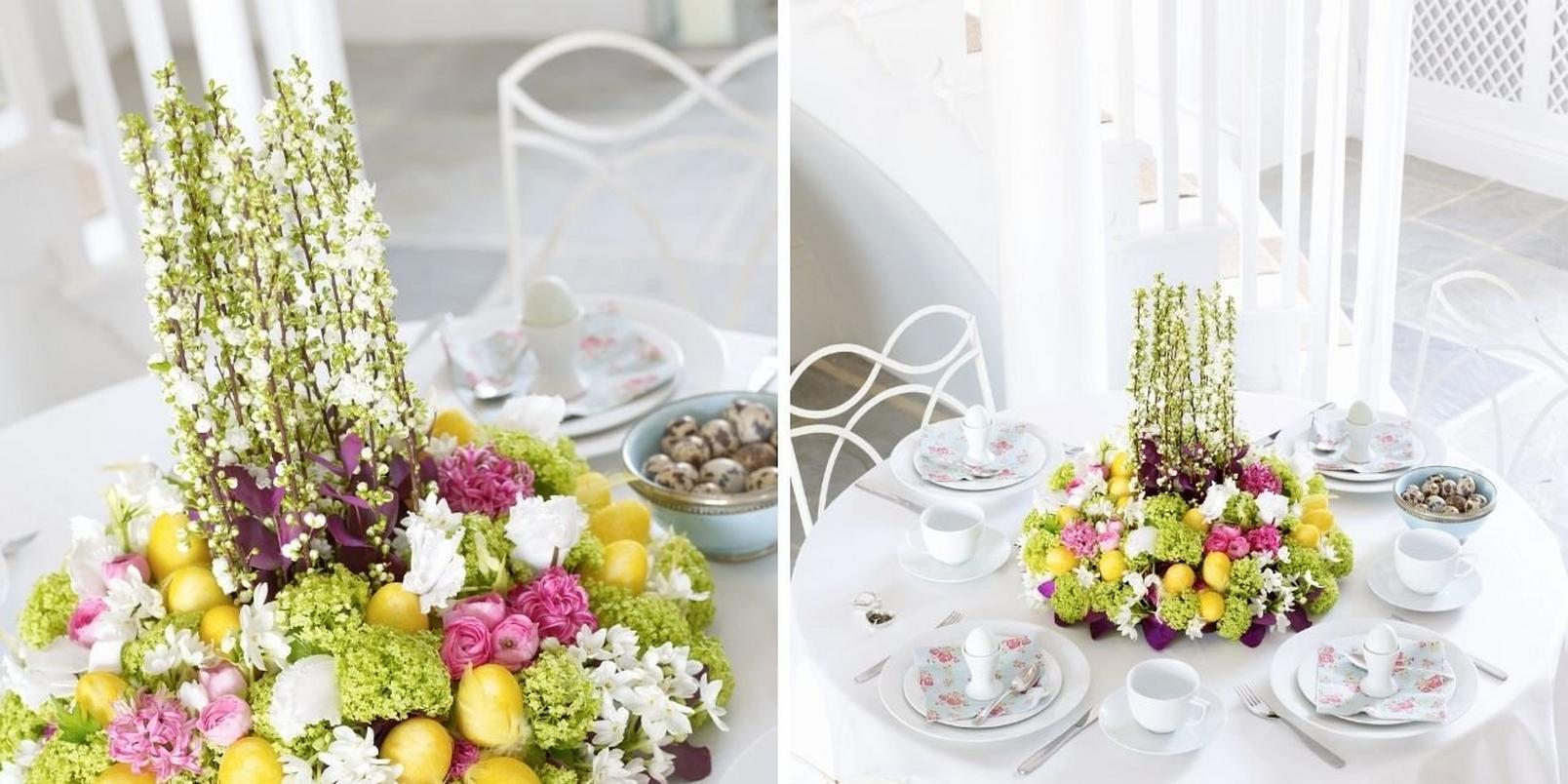 spring-table-centrepiece-green-yellow-pink