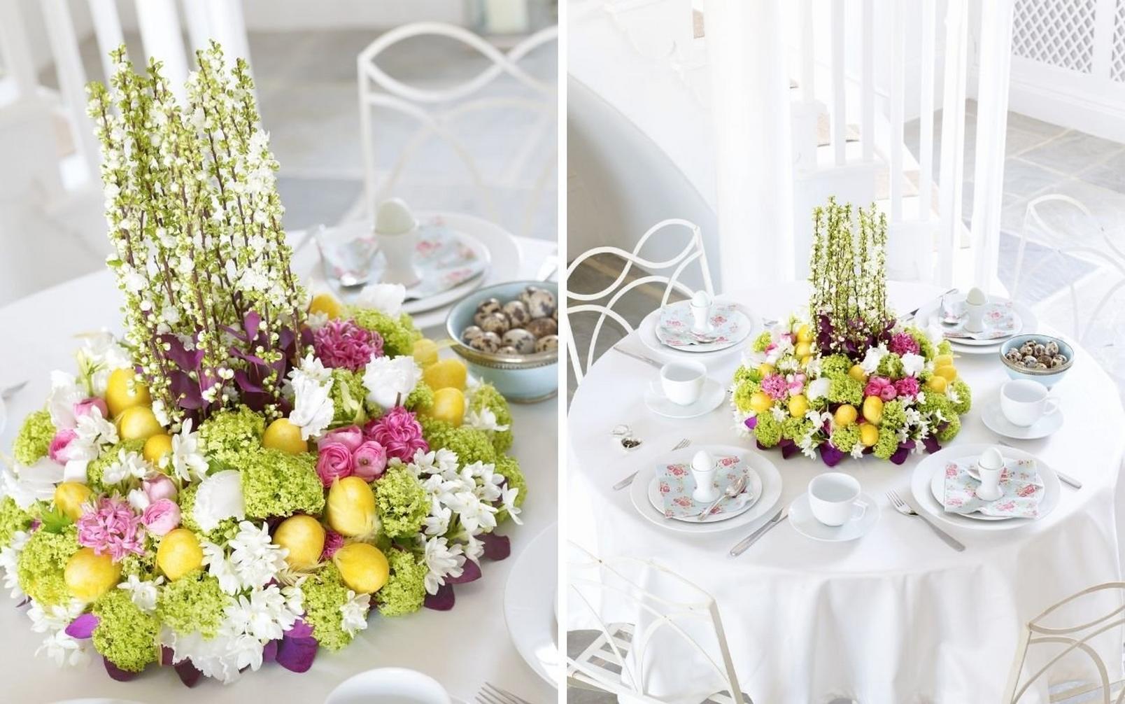 spring-table-centrepiece-green-yellow-pink